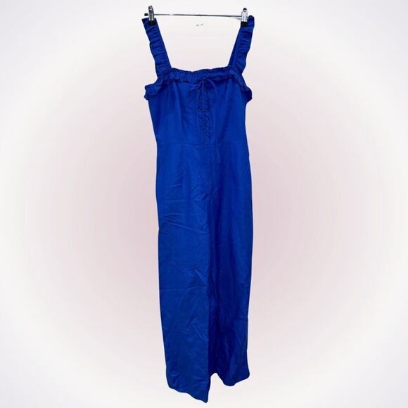 SugarLips royal blue tank top jumpsuit with ruffle straps | Sz S, NWT - Picture 1 of 5